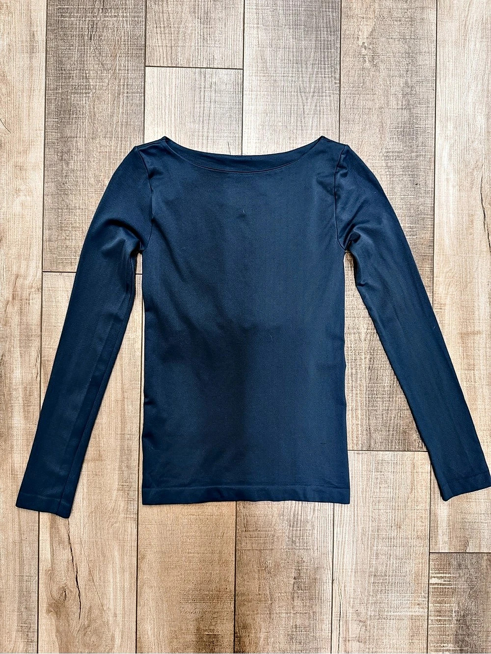 Nikibiki Long Sleeve Clean Lines Boat Neck Top in Blue